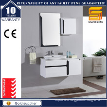 Gloss White Lacquer Bathroom Storage Cabinet with Artificial Stone Top